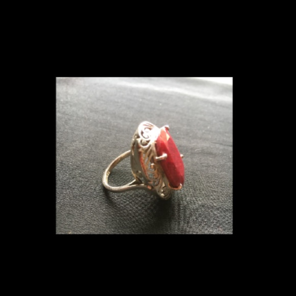 Large Natural Ruby-Sterling Silver Ring - image 7
